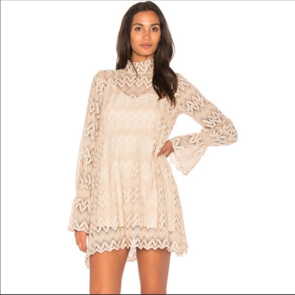 Free People Simone Lace Dress Size Small In Neutral Cream Tan - Picture 4 of 12